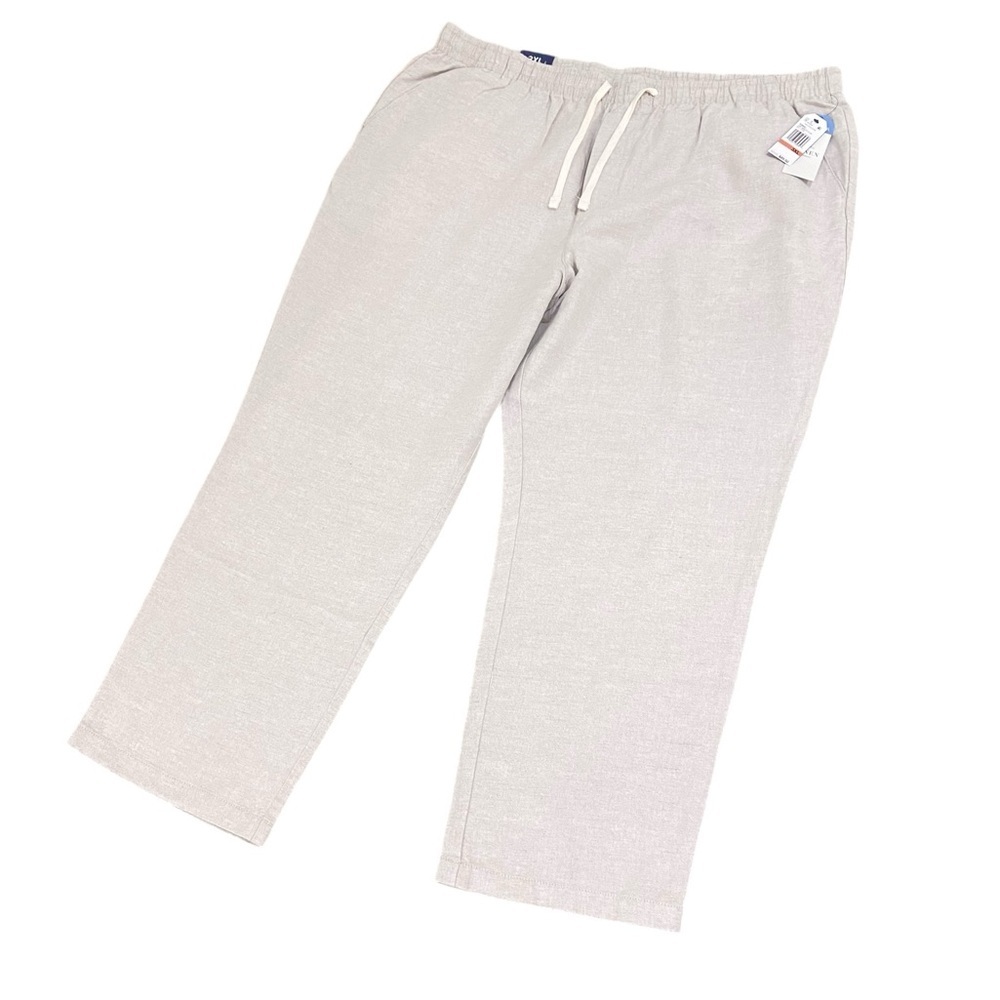 NWT Nautica wheat flax linen lightweight elastic waist pants tie front size 3xl